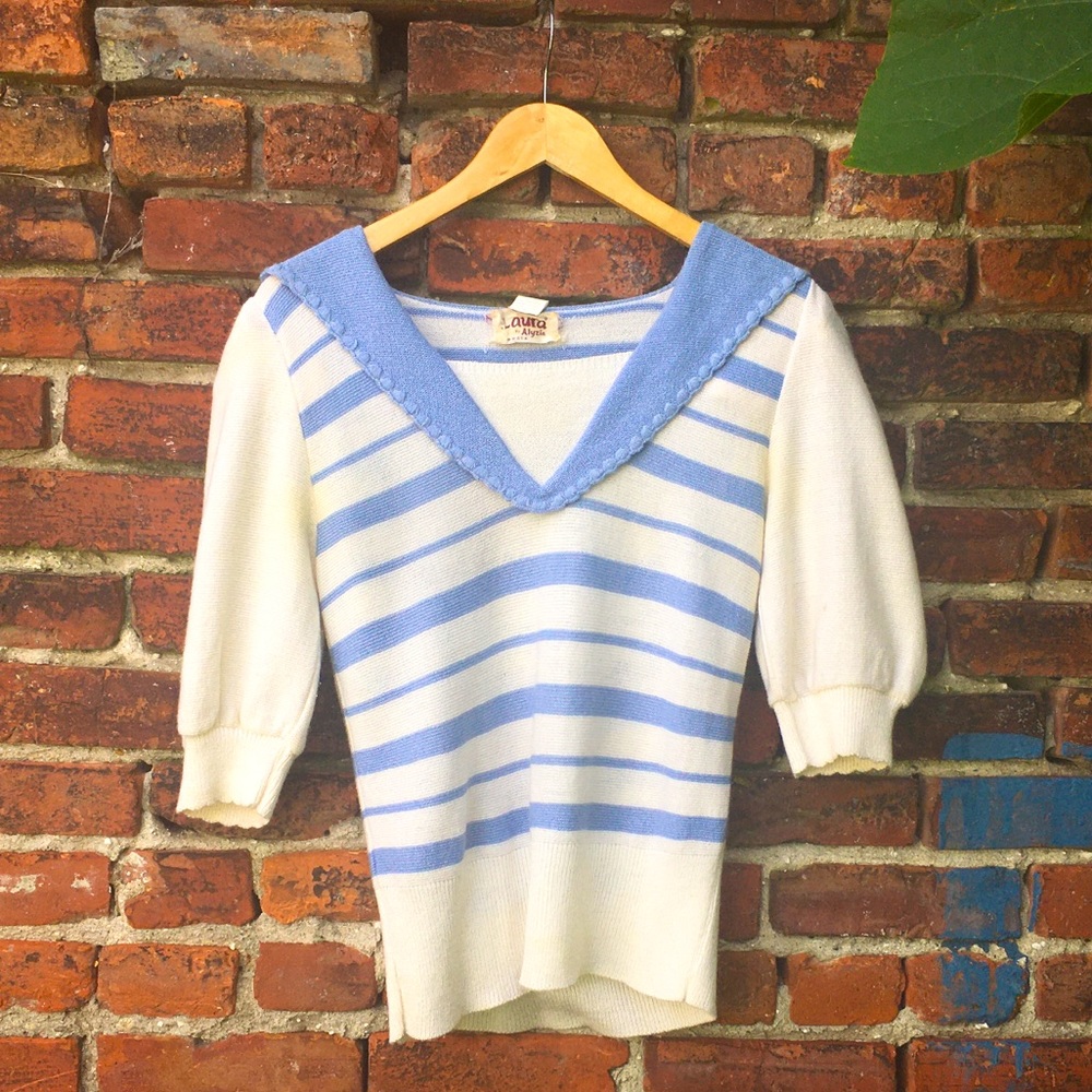 Adorable, Fun, Vintage, Knit, Sailor Top